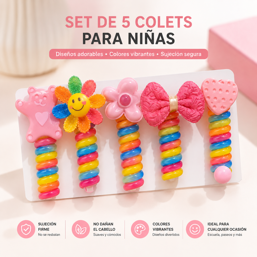 Set x5 Accesorios para Cabello de Niña